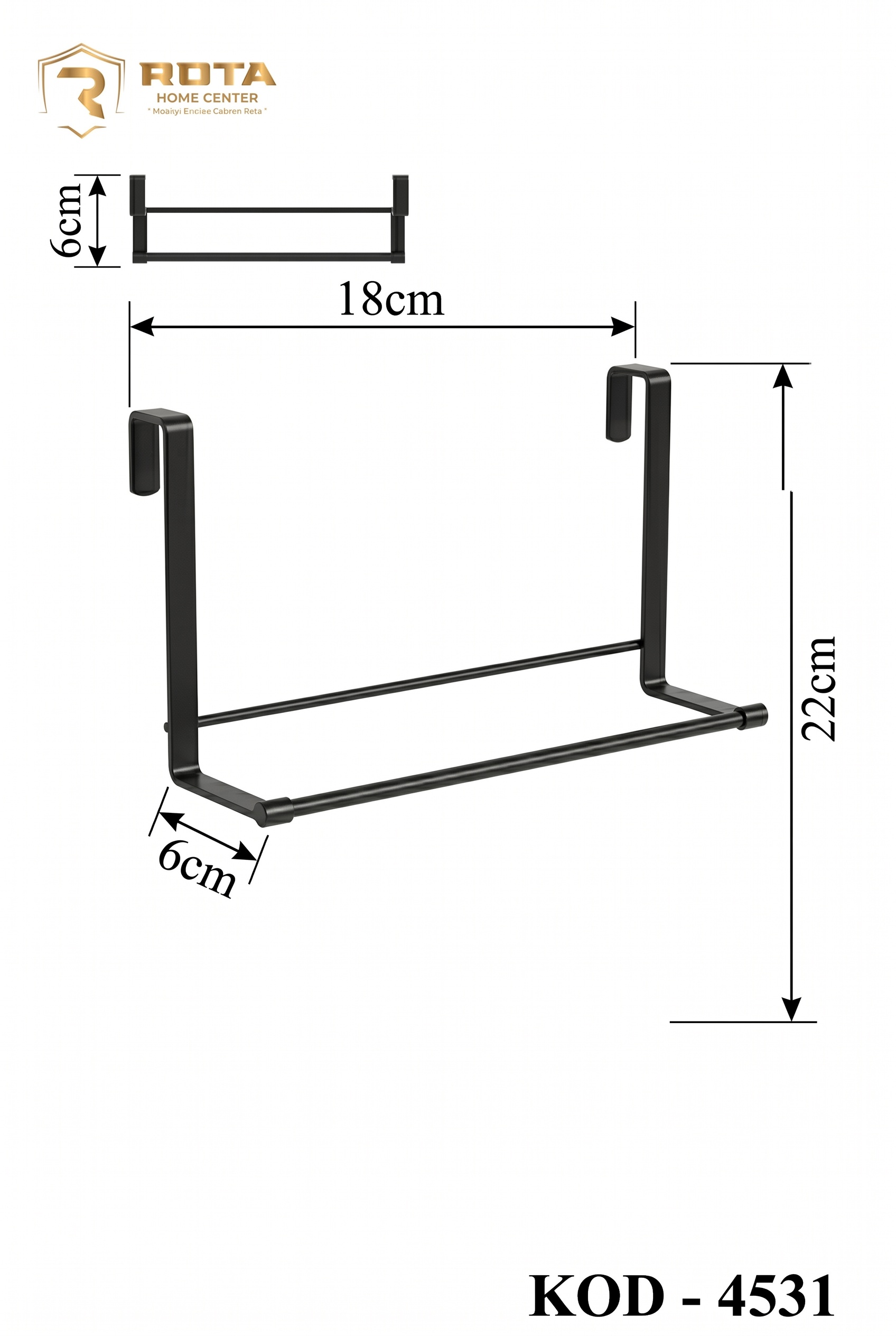 Filora Home Cabinet Door Hand Towel Holder — product dimensions and measurements
