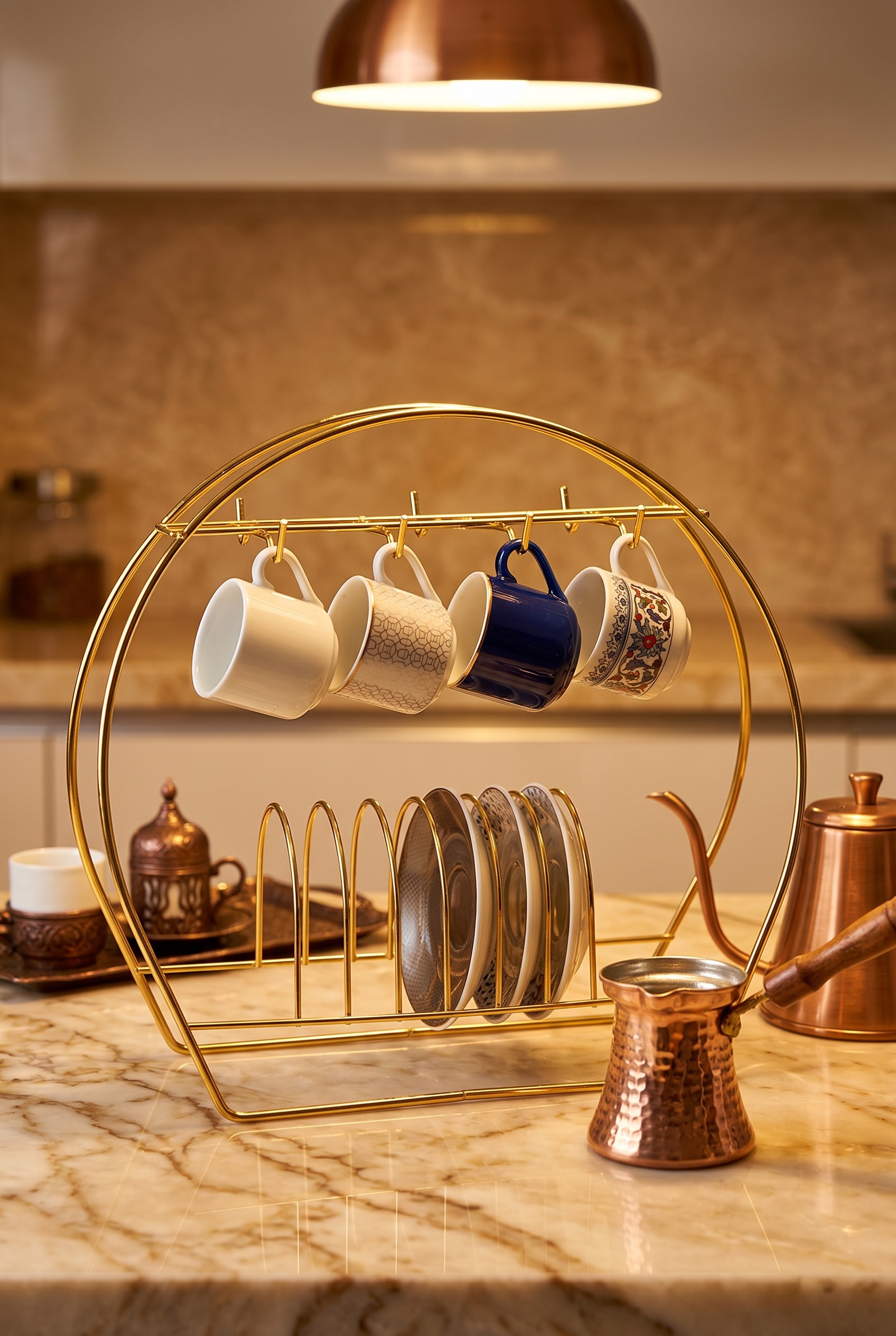 Filora Home Coffee Cup Stand — in a Turkish bathroom setting