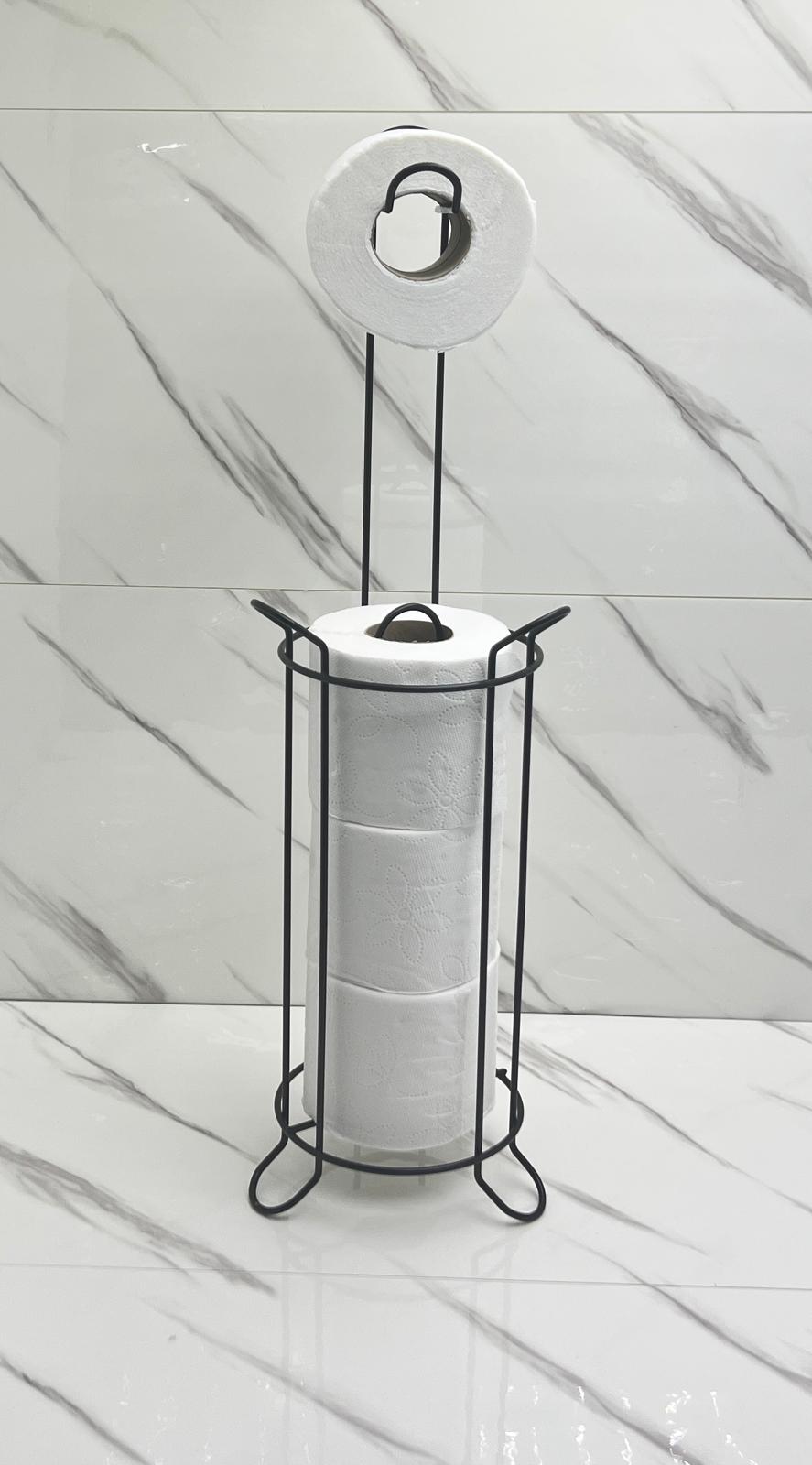 Filora Home Freestanding Round Toilet Paper Holder — on white background – studio shot