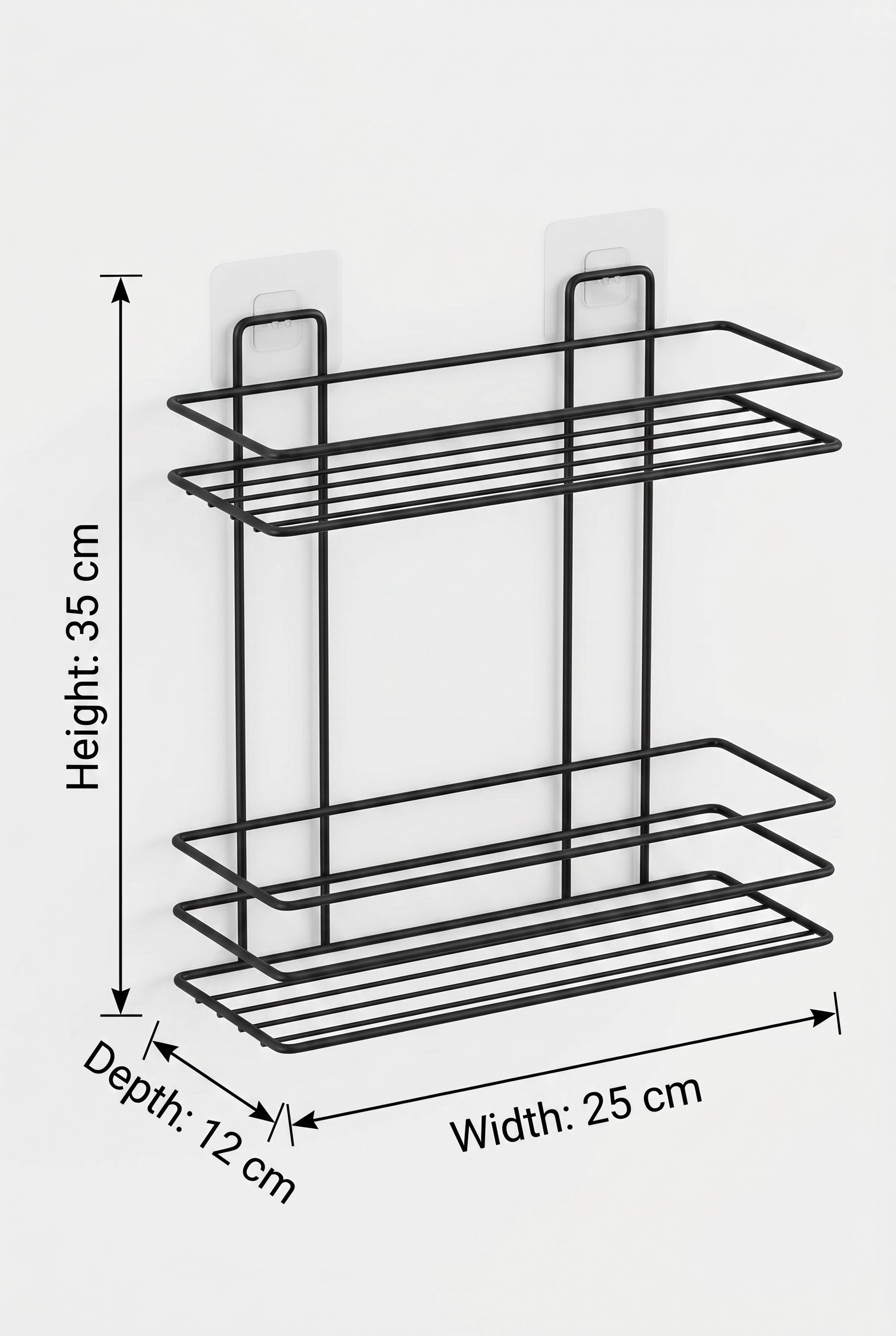Filora Home Rectangle 2-Tier Shampoo Shelf — product dimensions and measurements