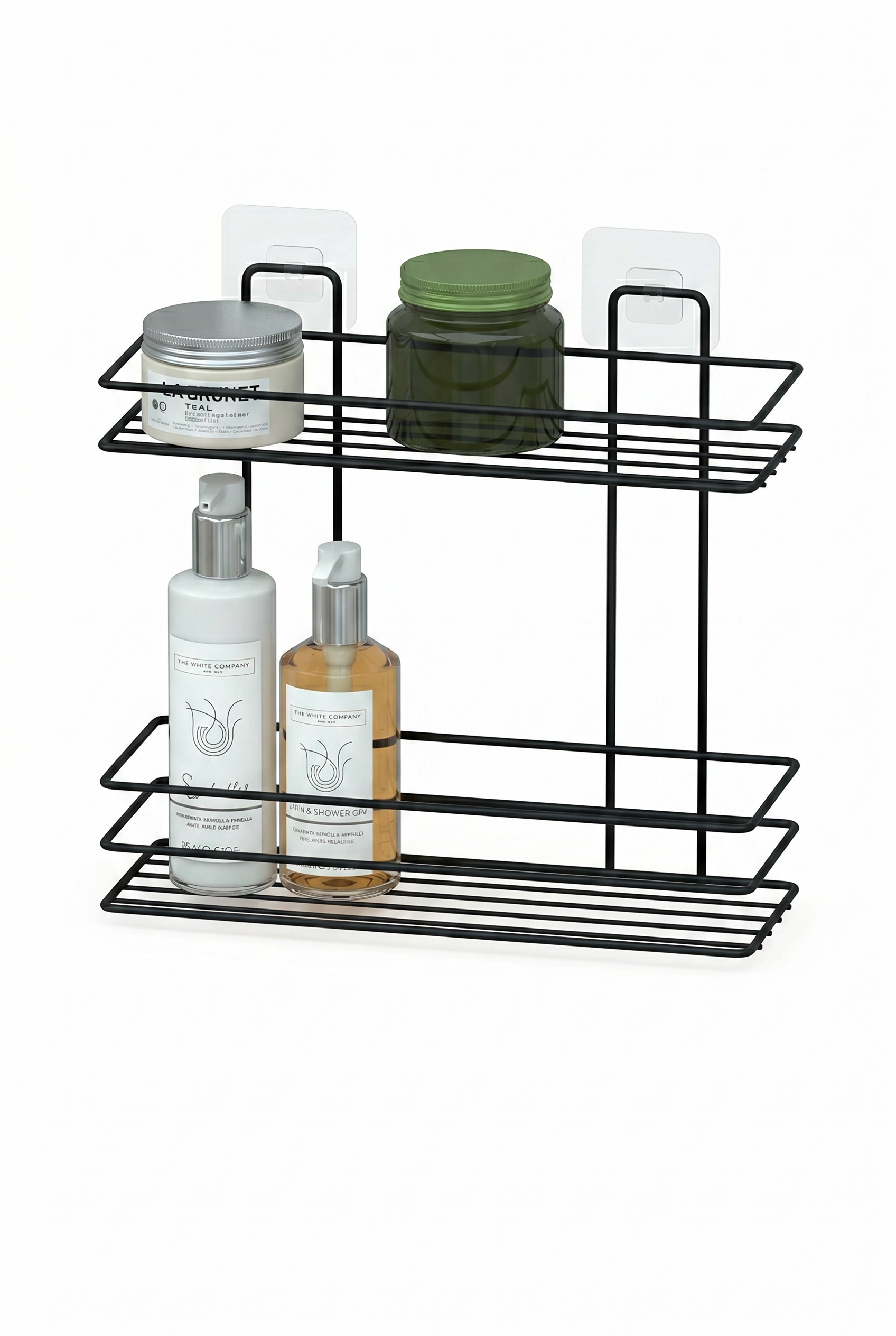 Filora Home Rectangle 2-Tier Shampoo Shelf — on white background – studio shot