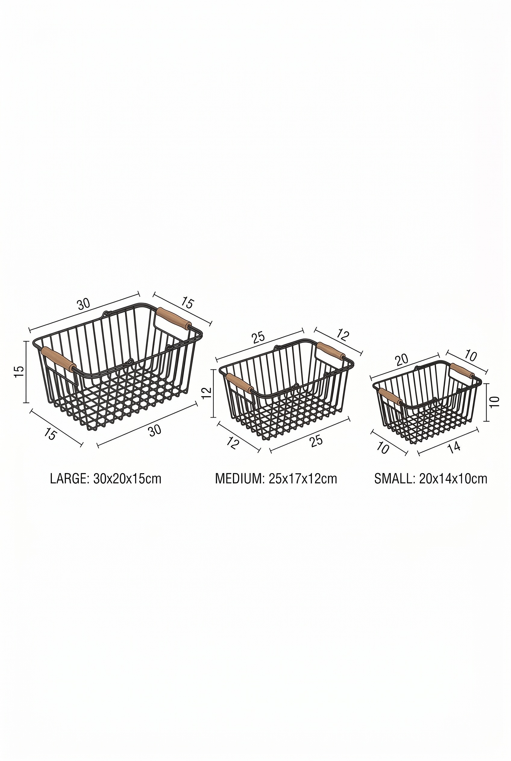 Filora Home Retro Basket Set — product dimensions and measurements