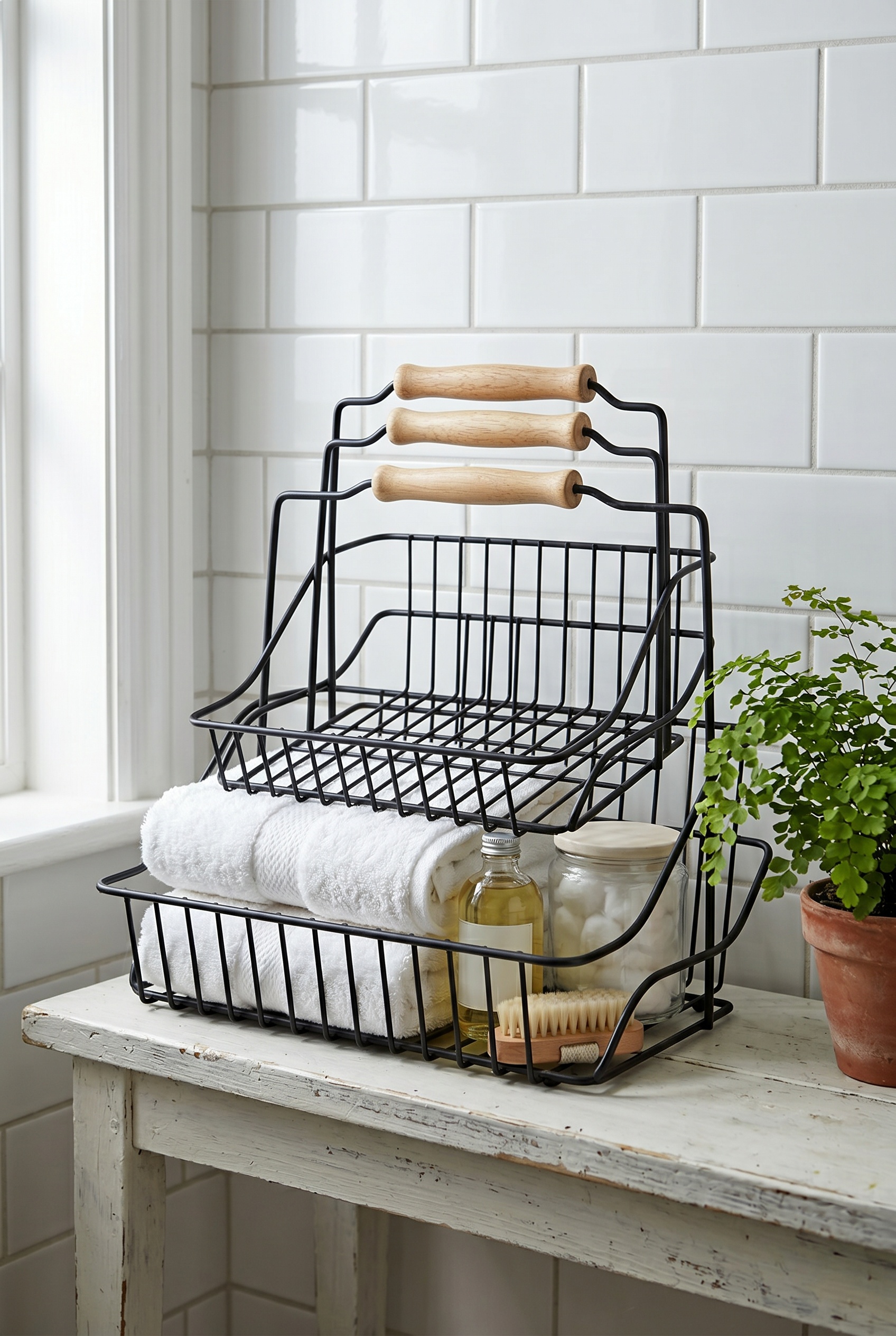 Filora Home Retro Basket Set — in a classic English bathroom