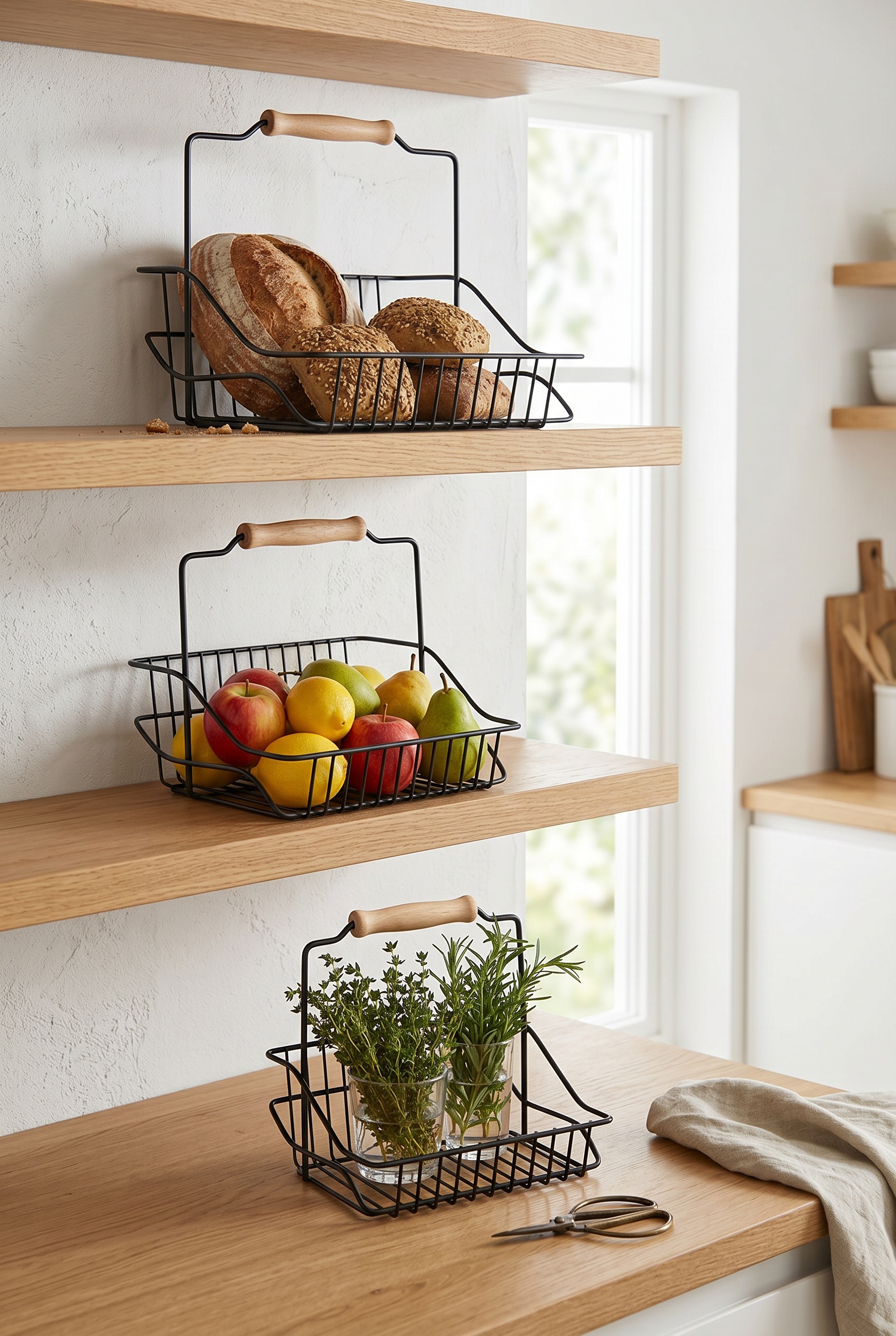 Filora Home Retro Basket Set — in a modern Scandinavian kitchen