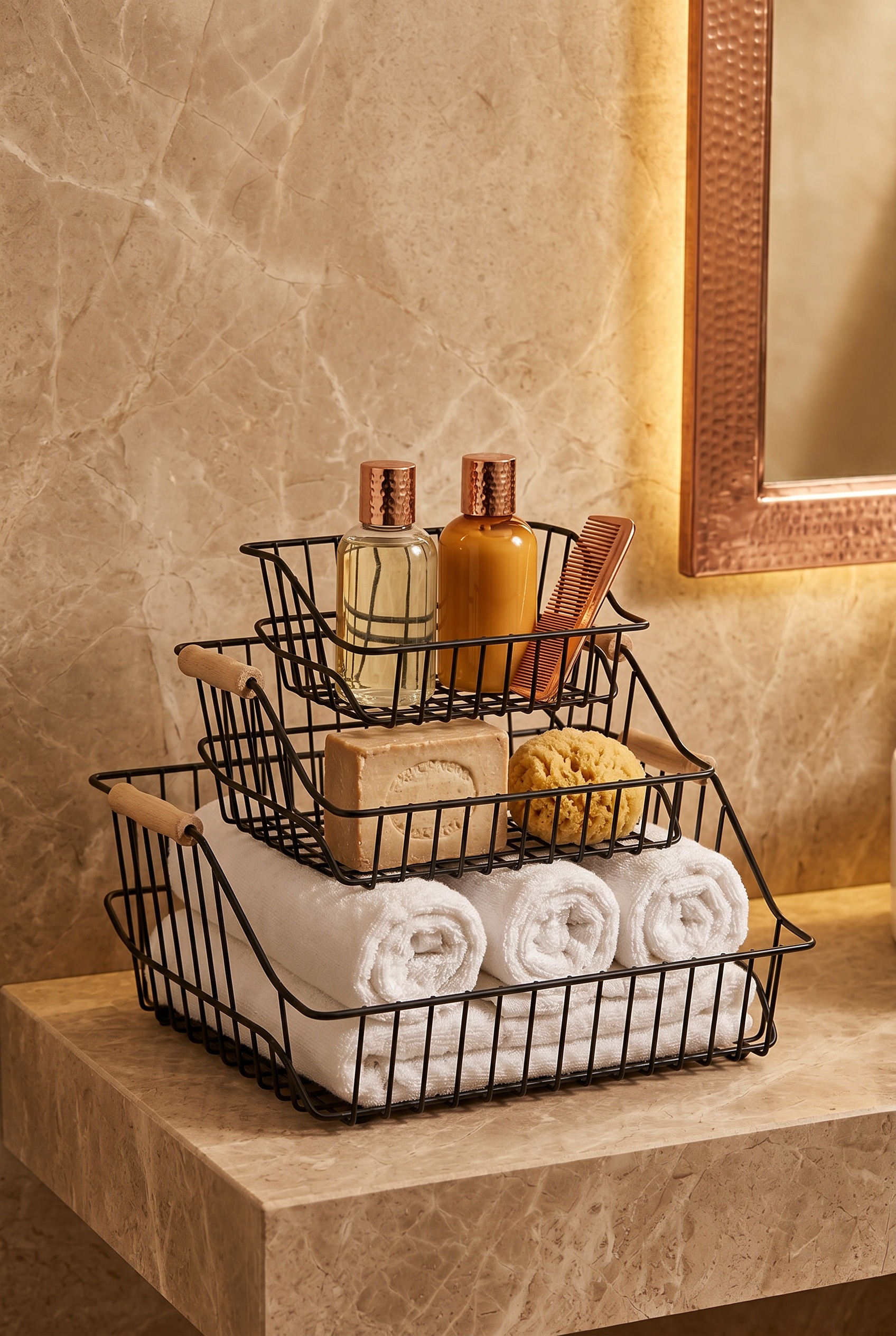 Filora Home Retro Basket Set — in a Turkish bathroom setting