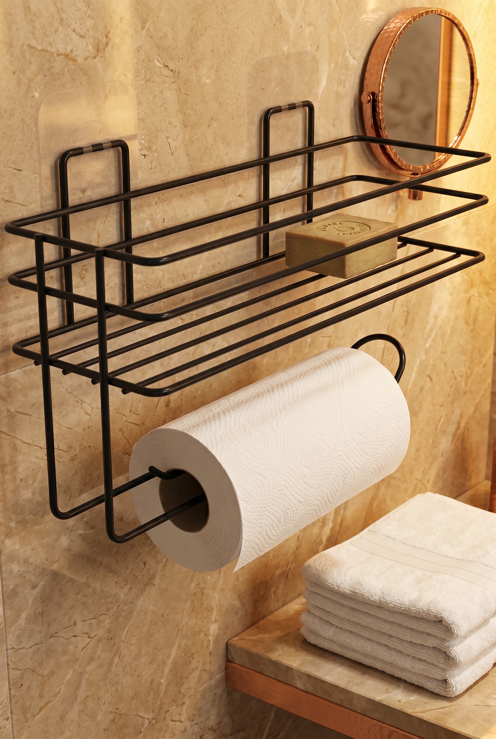 Filora Home Shelf Rectangle Paper Towel Holder — in a Turkish bathroom setting