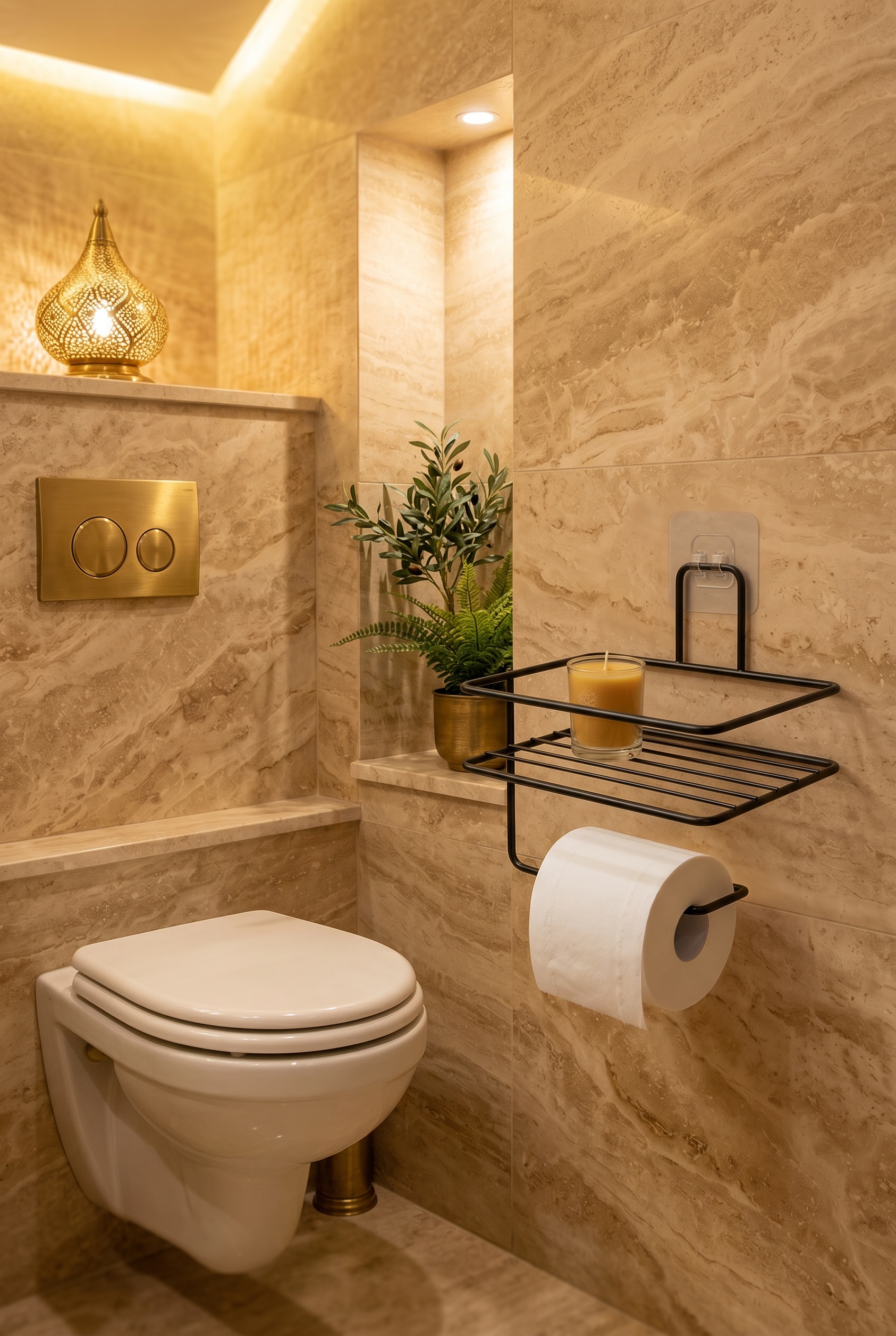 Filora Home Shelf Square Toilet Paper Holder — in a Turkish bathroom setting