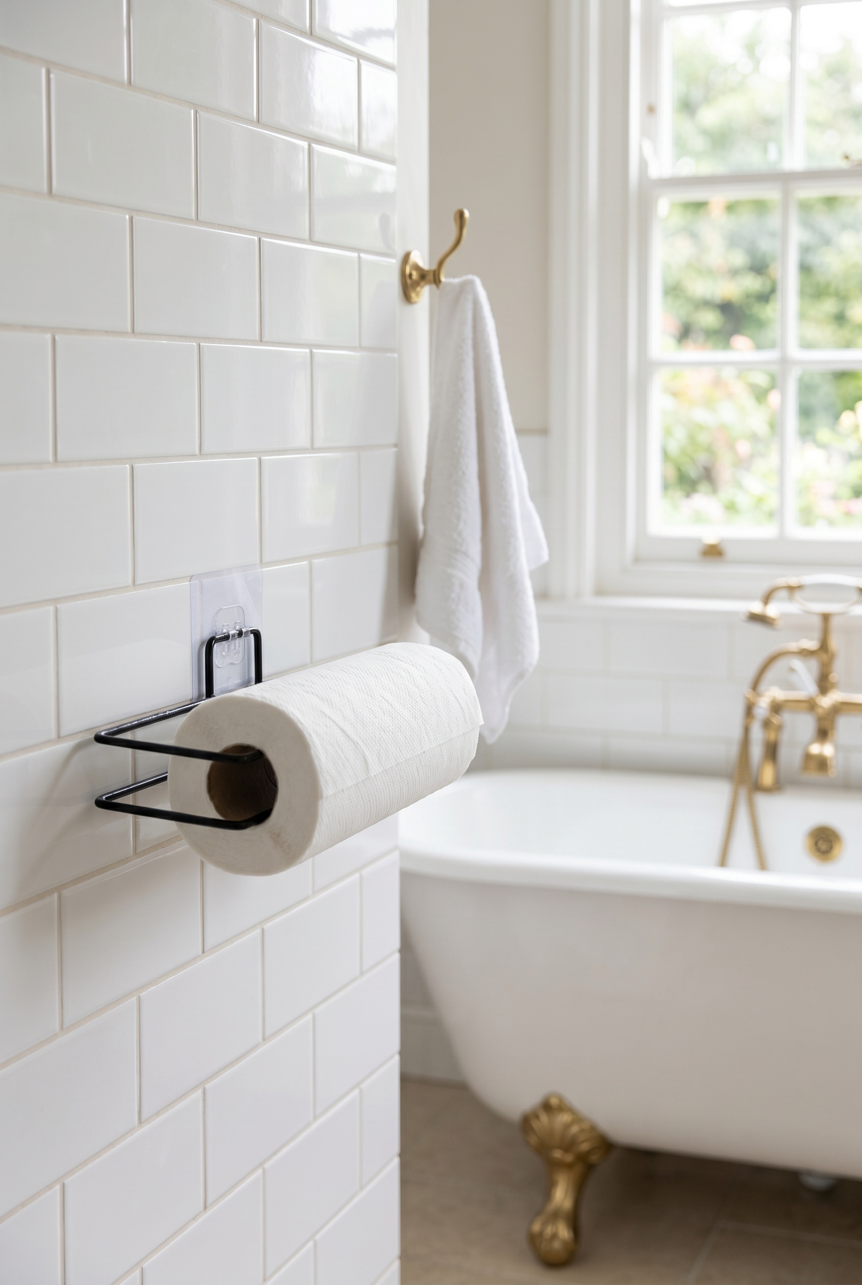 Filora Home Single Paper Towel Holder — in a classic English bathroom