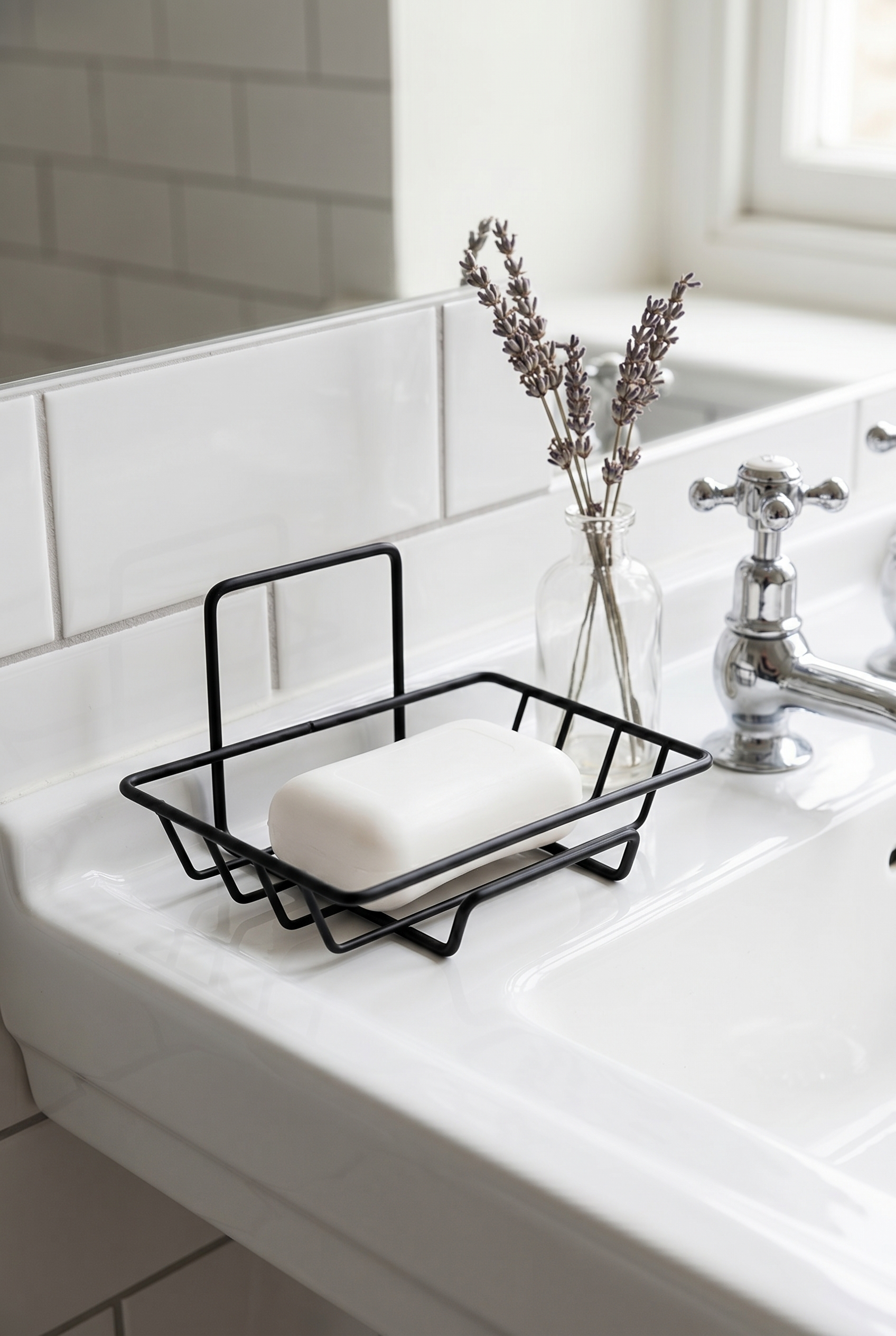 Filora Home Soap Dish & Sponge Holder — in a classic English bathroom