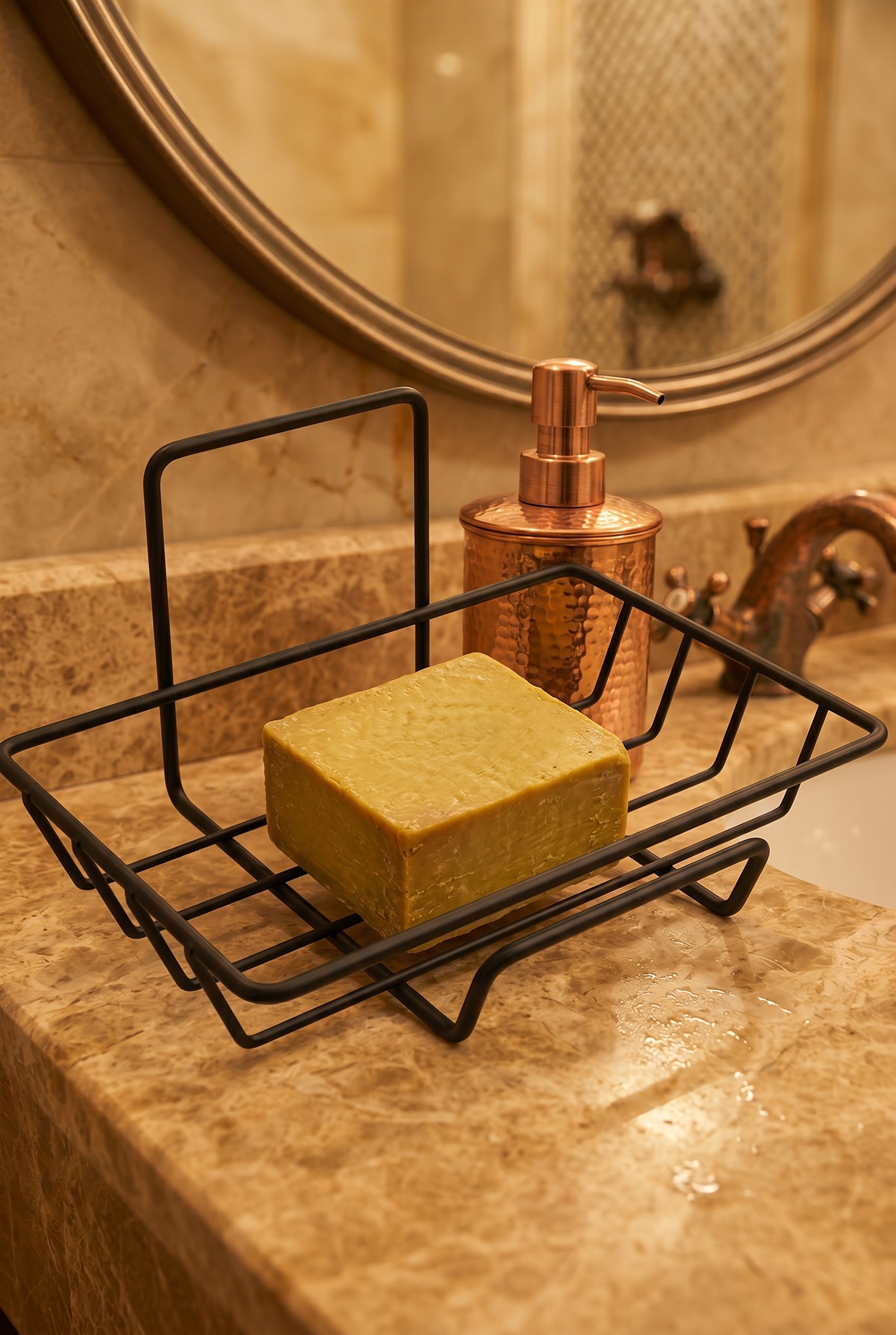Filora Home Soap Dish & Sponge Holder — in a Turkish bathroom setting